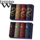 Комфортные трусы WTEMPO 8 шт.лот, горячая распродажа, мужское нижнее белье, мужские боксеры, сексуальное мужское нижнее белье, мужские Модные боксеры, трусы с драконом