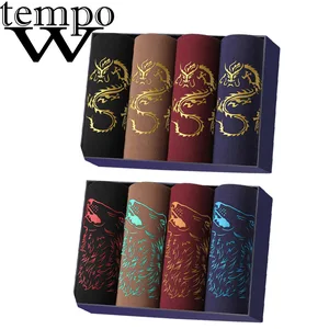 Комфортные трусы WTEMPO 8 шт.лот, горячая распродажа, мужское нижнее белье, мужские боксеры, сексуальное мужское нижнее белье, мужские Модные боксеры, трусы с драконом