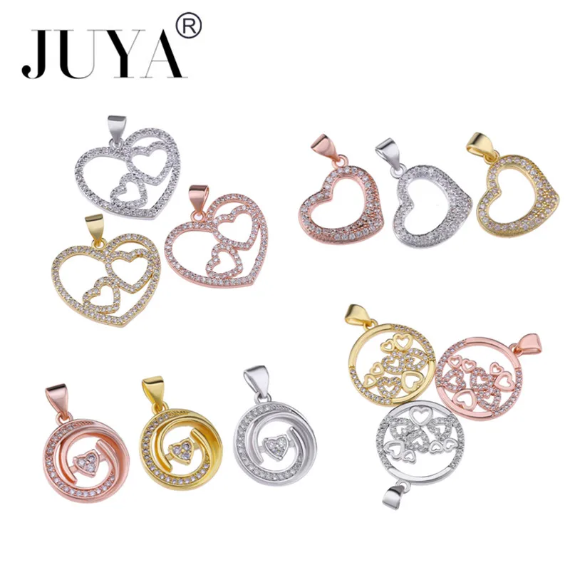 

Copper Micro Pave Zirconia Jewelry Heart Charm Pendants Accessories For Jewelry Making DIY Bracelet Necklace Women Gift breloque