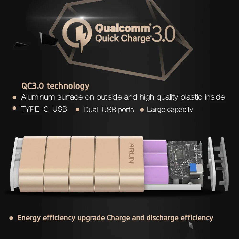 ARUN power bank 7500 мАч быстрое зарядное устройство Внешняя батарея F1 портативное для