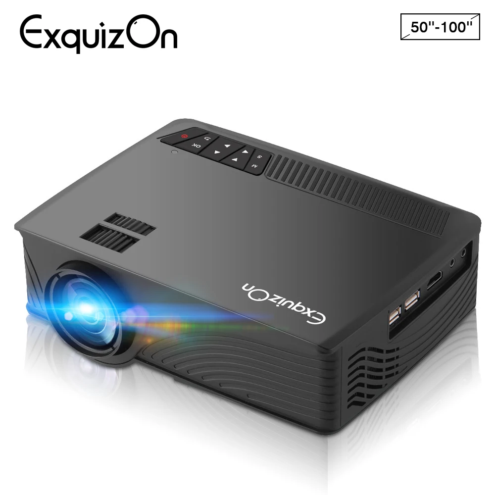 Exquizon GP12 обновленный EHD09 мини проектор 1800 люмен 800*480 макс 1080P мультимедийная