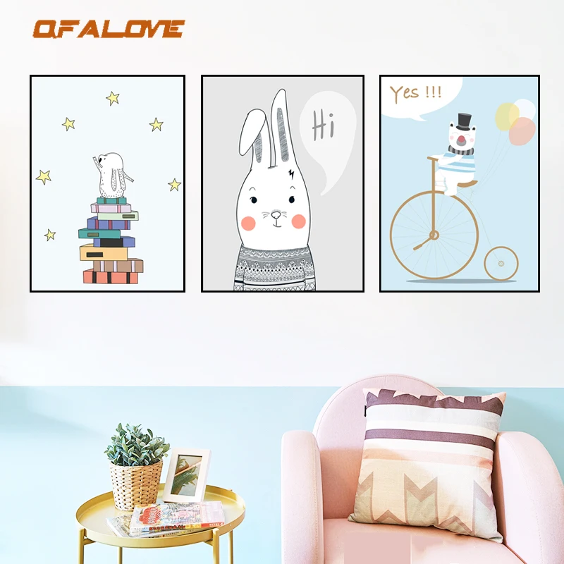 QFALOVE Nordic Стиль C Книги по искусству Ун животных холст для живописи малыша номер