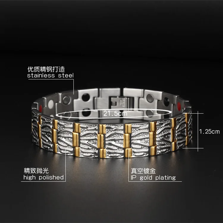 

2019 Vintage Pure Copper Magnetic Pain Relief Bracelet for Men Therapy Double Row Magnets Link Chain Homme Drop-ship