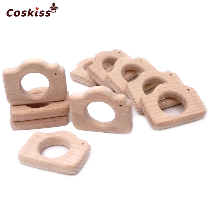 Mordedor de madera Natural hecho a mano para beb&eacute;, c&aacute;mara de madera de haya, colgante personalizado, respetuoso con el medio ambiente, seguro-0