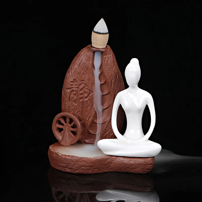 

25PCS Incense+Meditation Minimalism Censer / Purple Clay Ceramic Backflow Incense Burner Home Auspicious Decoration Aroma Gifts