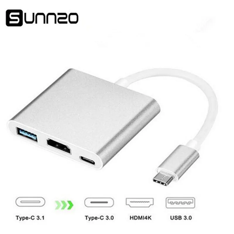 Тип C к HDMI адаптер USB + 3 0 зарядки Порты и разъёмы конвертер Multi Hub 4 К 2 для Macbook Chromebook