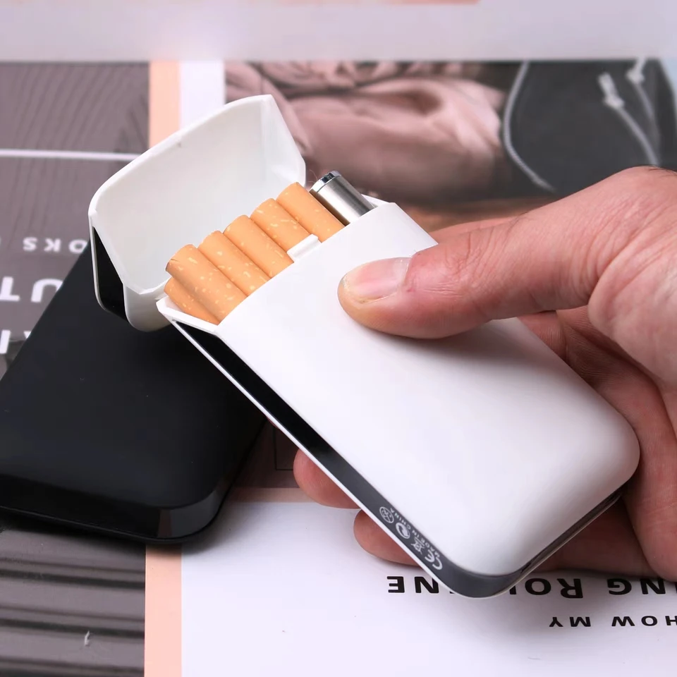 10 20 сигарет женский тонкий чехол для автоматическая крышка USB Аккумуляторная
