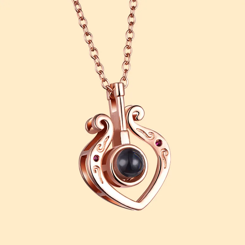 Ожерелье женское из розового золота и серебра 2019 пробы с проекционным кулоном Я