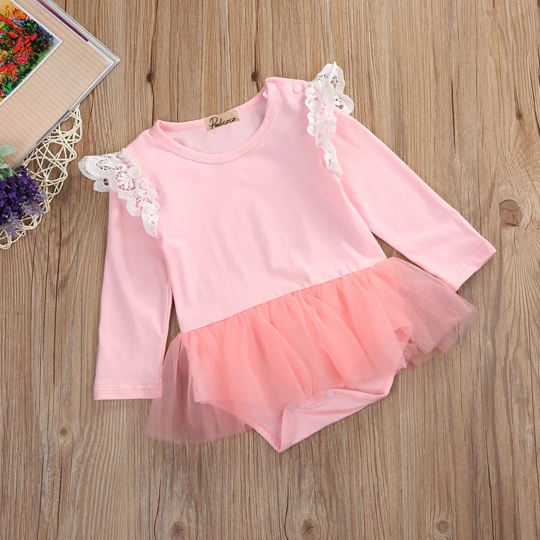 Милый кружевной комбинезон для новорожденных девочек платье пачка однотонная