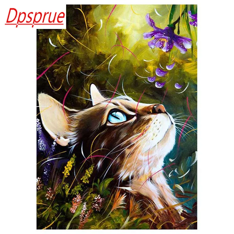 

Полноразмерная/круглая Алмазная 5D картина Dpsprue «сделай сам», вышивка крестиком, животное, кошка, 3D вышивка, мозаика, домашний декор, подарок