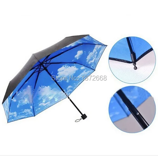 Фантастические УФ Защита от солнца зонтик небесно голубого и белого цветов 3