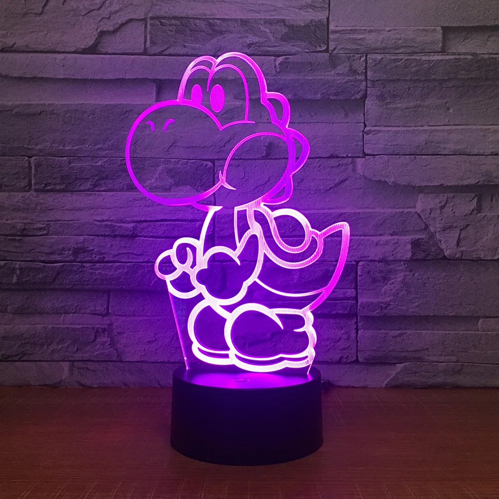 Yoshi Mario 3D 7 цветов светодиодные ночники для детей сенсорные Usb настольные Lampara Lampe