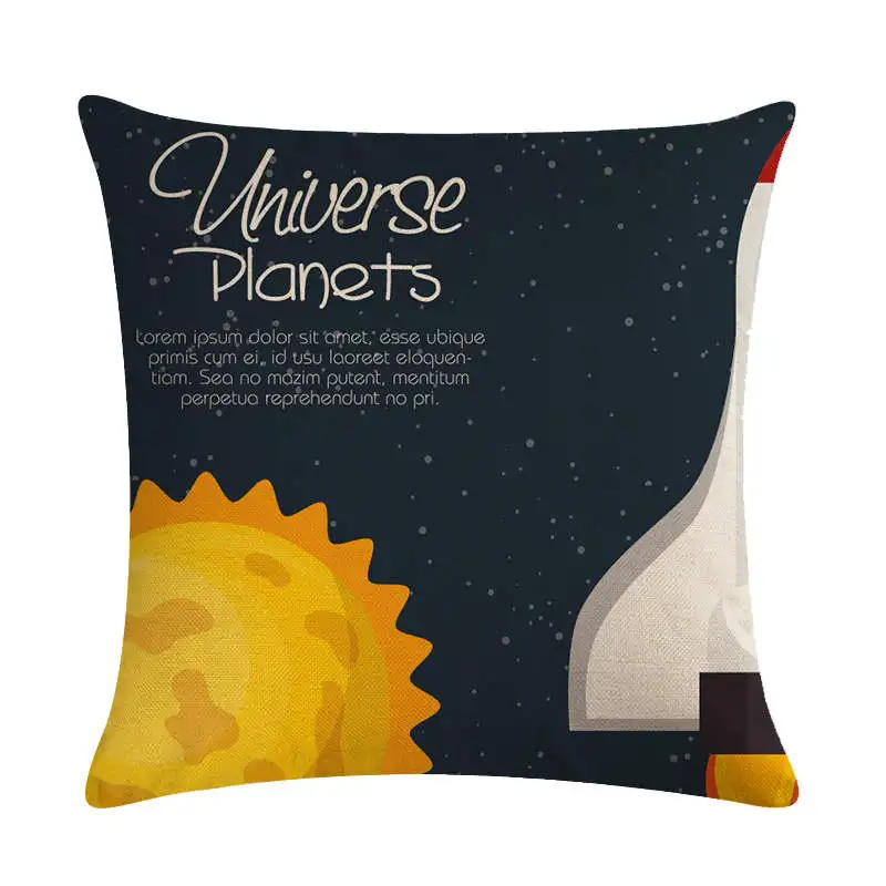 Чехол для подушки с мультяшным космическим кораблем чехол из хлопка и льна