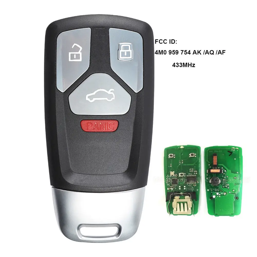 KEYECU умный дистанционный ключ 2 шт. 433 МГц для Audi A4 A5 Q7 2017 Up TT 4M0 2016 959 AK /AQ|Ключ от авто|
