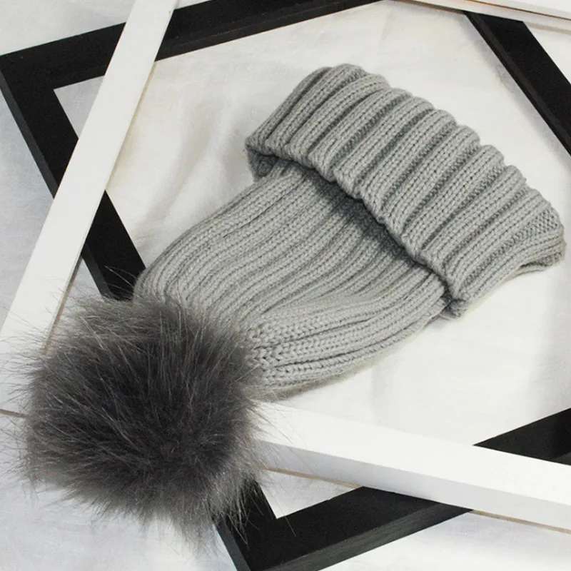 Fashion Women Faux Fur Ball Cap Pom Poms Winter Beanie Hat Knitted Warm Caps FDC99 | Аксессуары для одежды