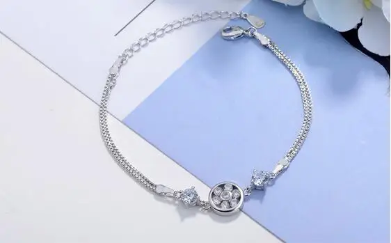 Женский браслет из серебра 925 пробы с фиолетовыми фианитами|bangles fashion|bracelets &