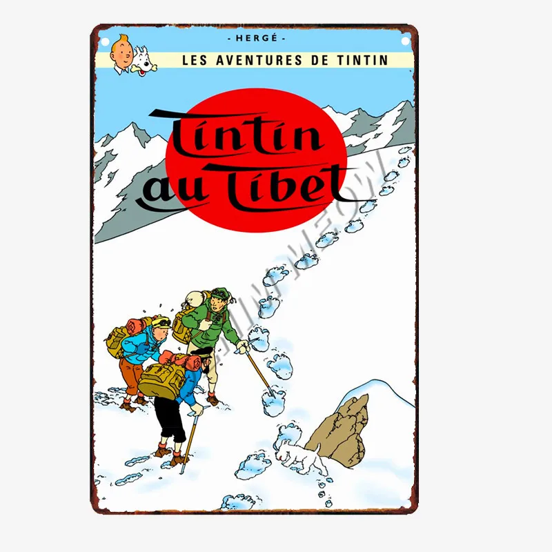 Tintin Catoon Movie Tin Sign Metal Plate Vintage Wall Art Poster Iron Painting Bar Coffee Kids Room Wall Craft Home Decor WY66 - Цвет: 10