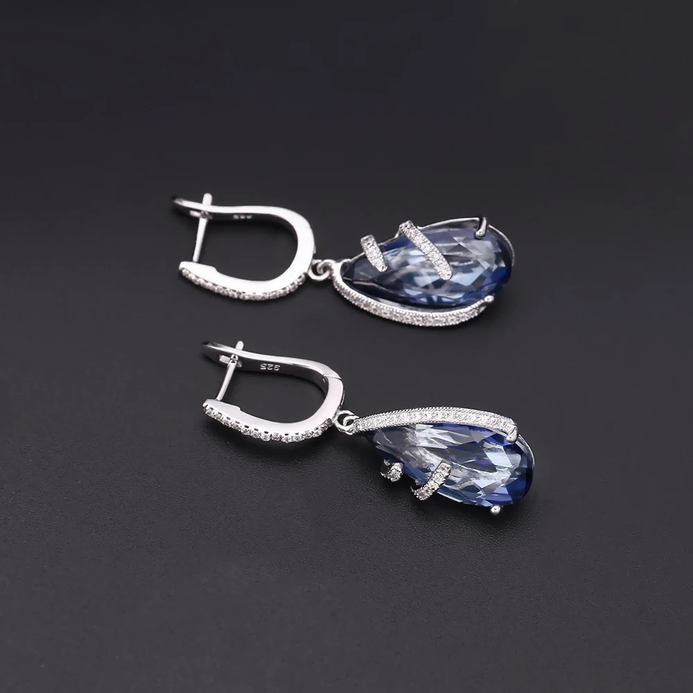 Gem's Ballet 15.78Ct натуральный иолит синий мистик кварц капли воды серьги 925 пробы серебряные серьги для женщин хорошее ювелирное изделие