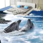 ПВХ самоклеящиеся водонепроницаемые обои для пола 3D стерео дельфины вид на море роспись Ванная комната Спальня 3D плитка настенная наклейка для пола пвх