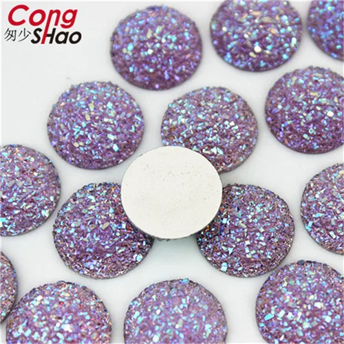 Purple AB 50 шт. 16 мм Bling AB цвета выпуклая минеральная поверхность смолы Стразы с плоским основанием камень Кабошон DIY Свадебные украшения WC188 - Цвет: Purple AB