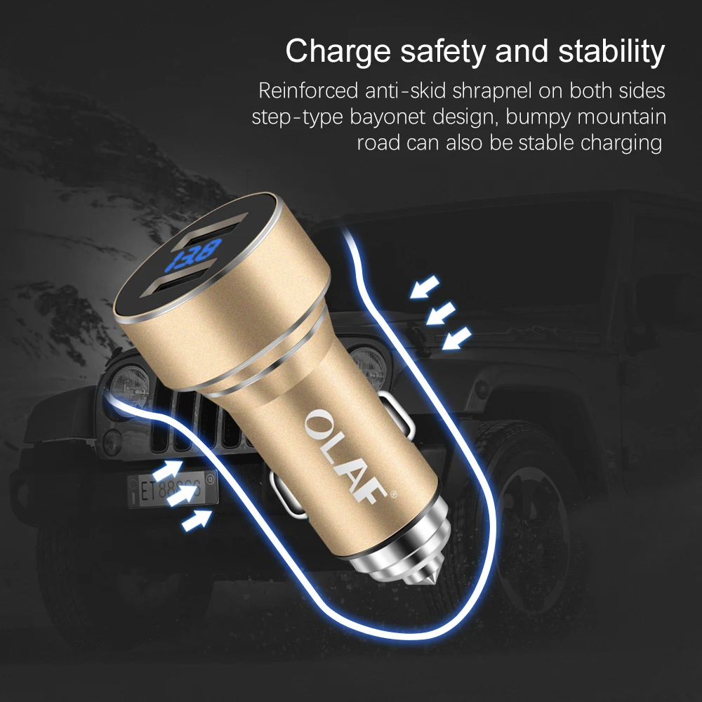 ЖК цифровой дисплей двойной USB Автомобильное зарядное устройство Olaf