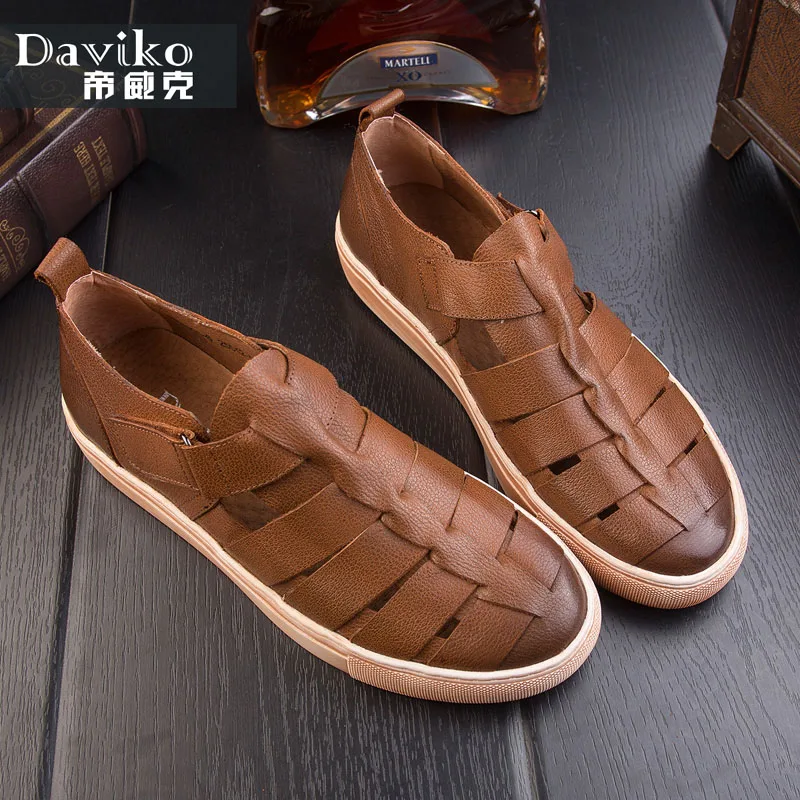 Daviko скейтбординга мужской обуви старинные натуральная кожа вырез повседневная
