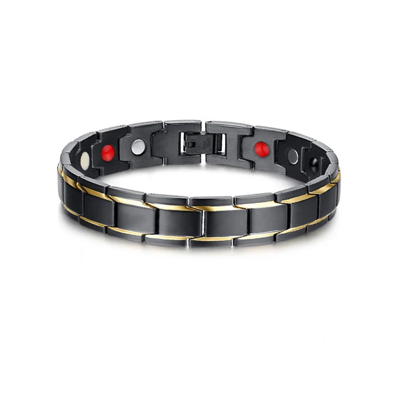 Just Bracelet Vnox энергии здоровья браслет для мужчин нержавеющая сталь био магнитный мужской подарок черный цвет регулируемый - Окраска металла: Just Bracelet