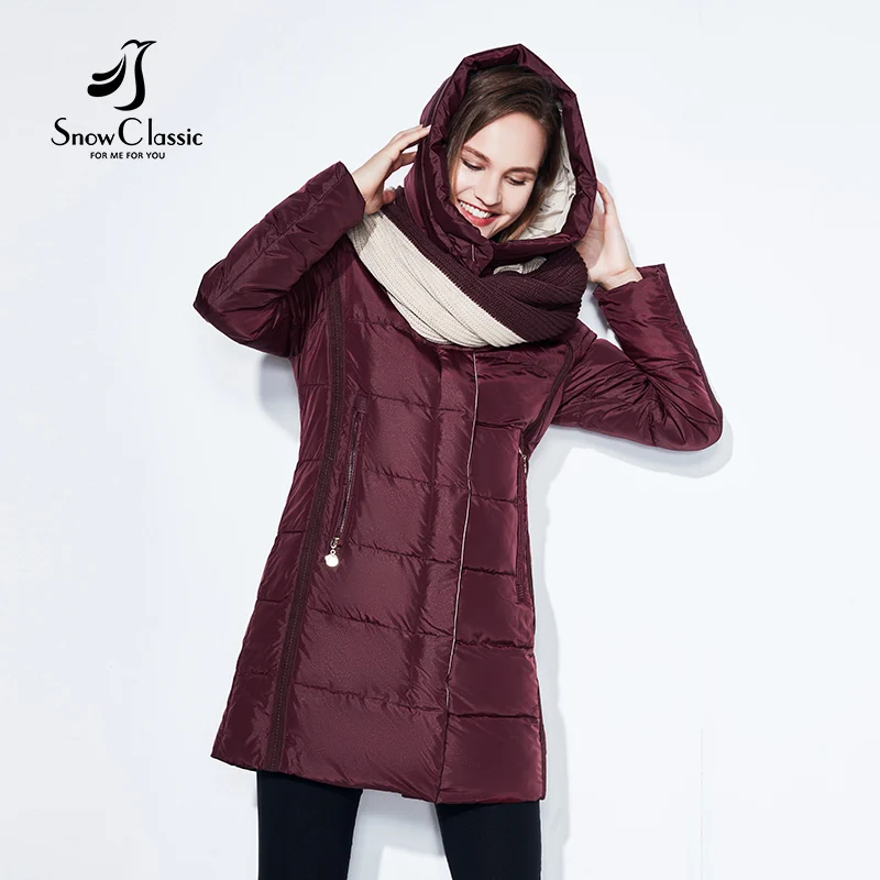 SnowClassic winter jacket women free scarf thick coats female warm parka outwear slim soft solid long jackets high quality 2018 | Женская