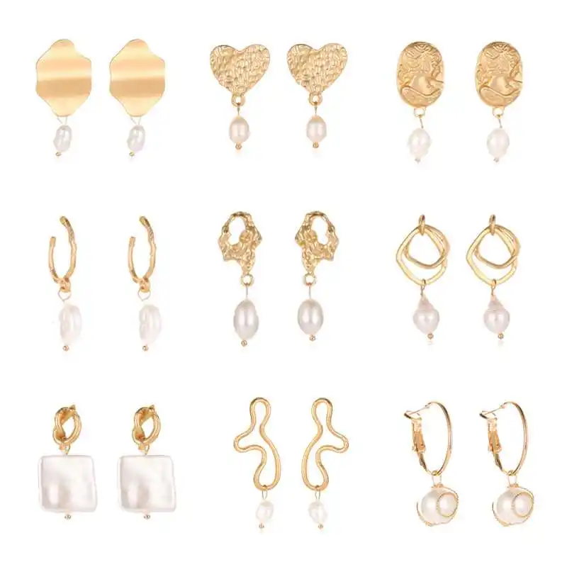 Корейские жемчужные Висячие серьги для женщин золотые богемные ювелирные