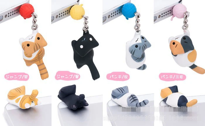 1pcs 3.5mm gatti auricolare jack dust plug Calico Black white cat Universal Animal Series for iPhone headphone Case Cover |