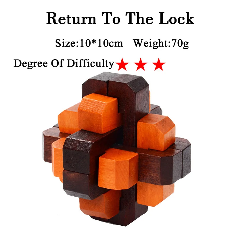 Return To The Lock IQ мозговой тизер Kong Ming Lock Lu Ban Lock 3D деревянные переплетенные головоломки игра игрушка для взрослых детей - Цвет: Return To The Lock