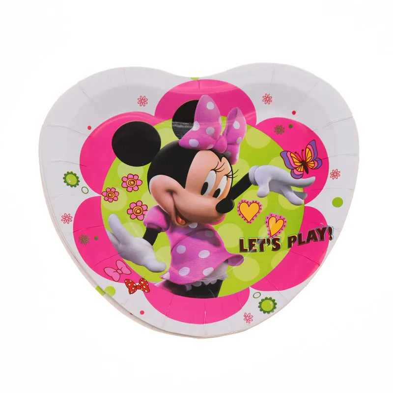 heart plate Тематическая вечеринка на день рождения с Минни Маус, украшение для девочек, детский подарок на вечеринку, одноразовые наборы посуды, товары для дня рождения - Цвет: heart plate