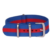 18mm nato cambo blue red stripe casual nylon military fabric woven watch watchband strap band buckle belt 18 mm for ladies women