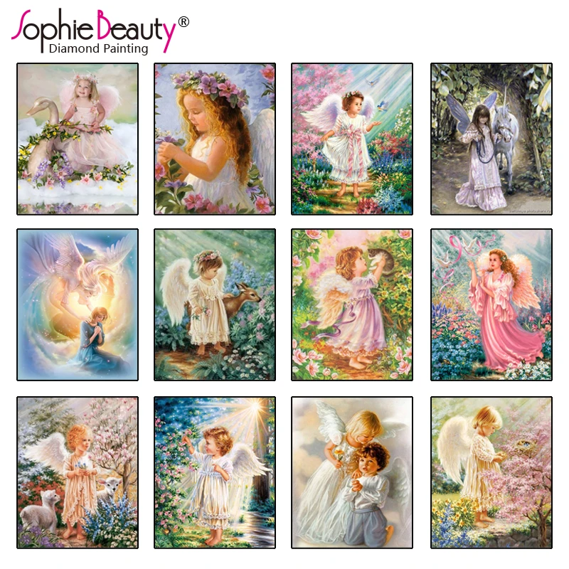 Sophie Beauty diy Алмазная картина вышивка крестиком цветной ангел смола Кристалл