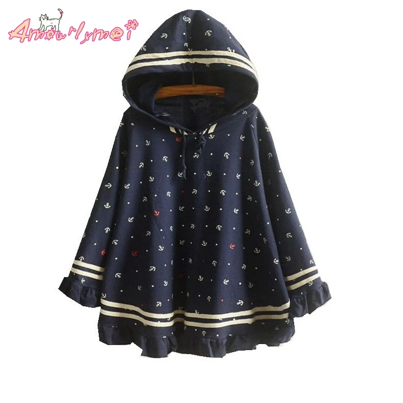 Женская Повседневная куртка с капюшоном свободная хлопковая накидка в японском