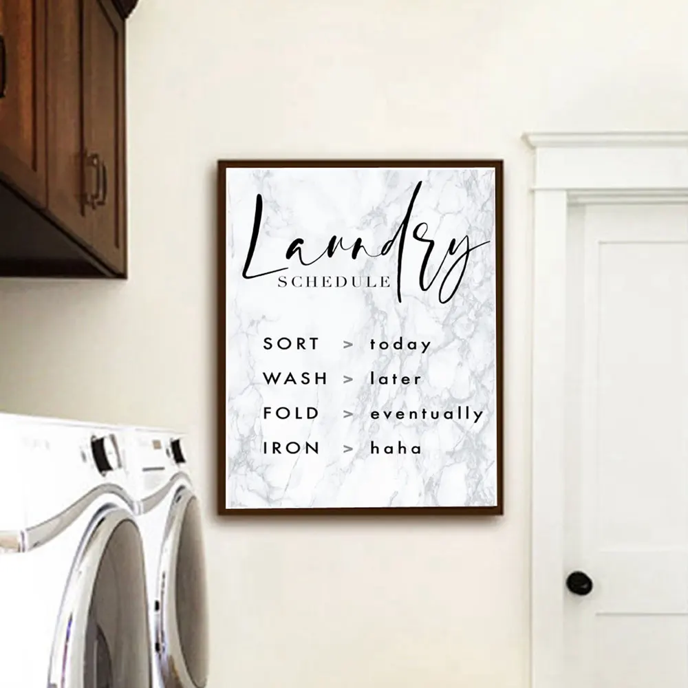 

Nordic Style Grey Marble Wall Art Print Canvas Poster Painting Scandinavian Decorative Picture for Laundry Room Decor Unframed