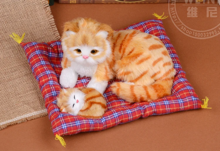 Модель желтого кота 25x12 см для матери и ребенка с ковриком игрушка ручной работы