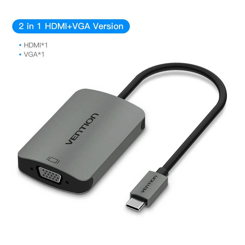 Vention usb-хаб usb type C к HDMI USB 3,0 концентратор Thunderbolt 3 адаптер для MacBook samsung S9 S10 huawei mate 20 P30 Pro USB-C концентратор - Цвет: Gray CGKHA
