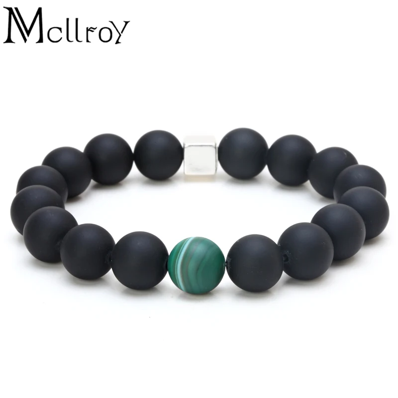 Браслет mcllroy из натурального камня черные браслеты нержавеющей стали ретро череп