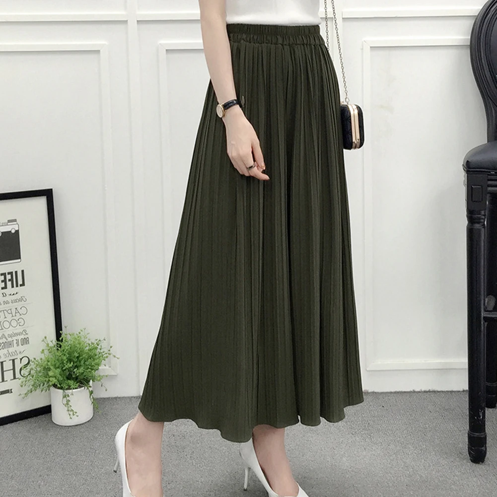 Новые Женские однотонные модные плиссированные широкие брюки с эластичной