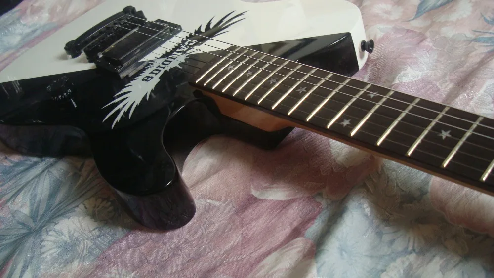 Электрогитара белая и черная деревянная отделка черный pickguard Бесплатная