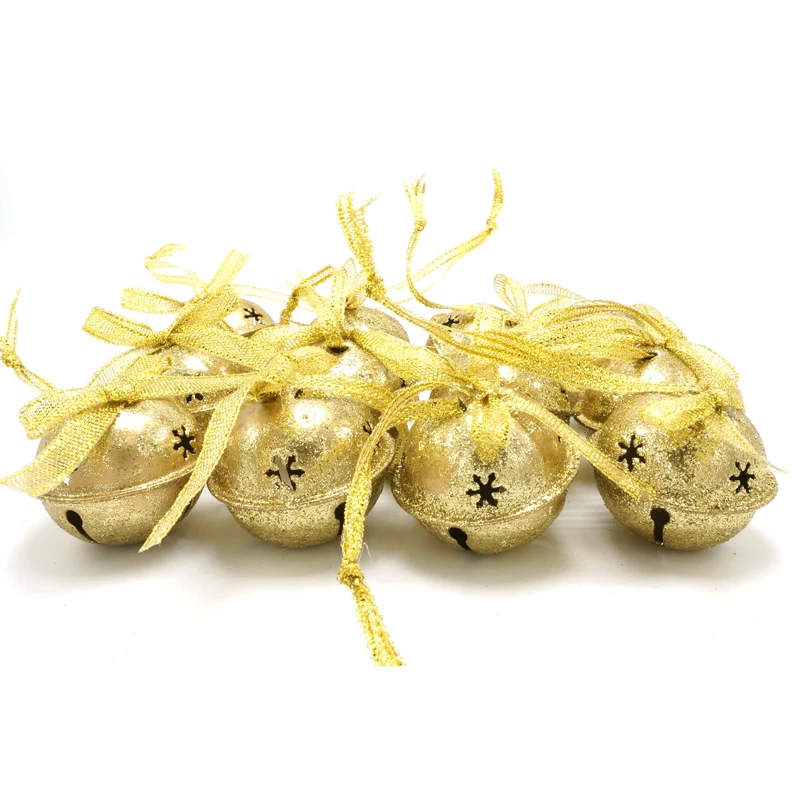 

Christmas decoration 12 pcs gold shiny metal jingle bells 35mm*35mm*33mm free shipping for home