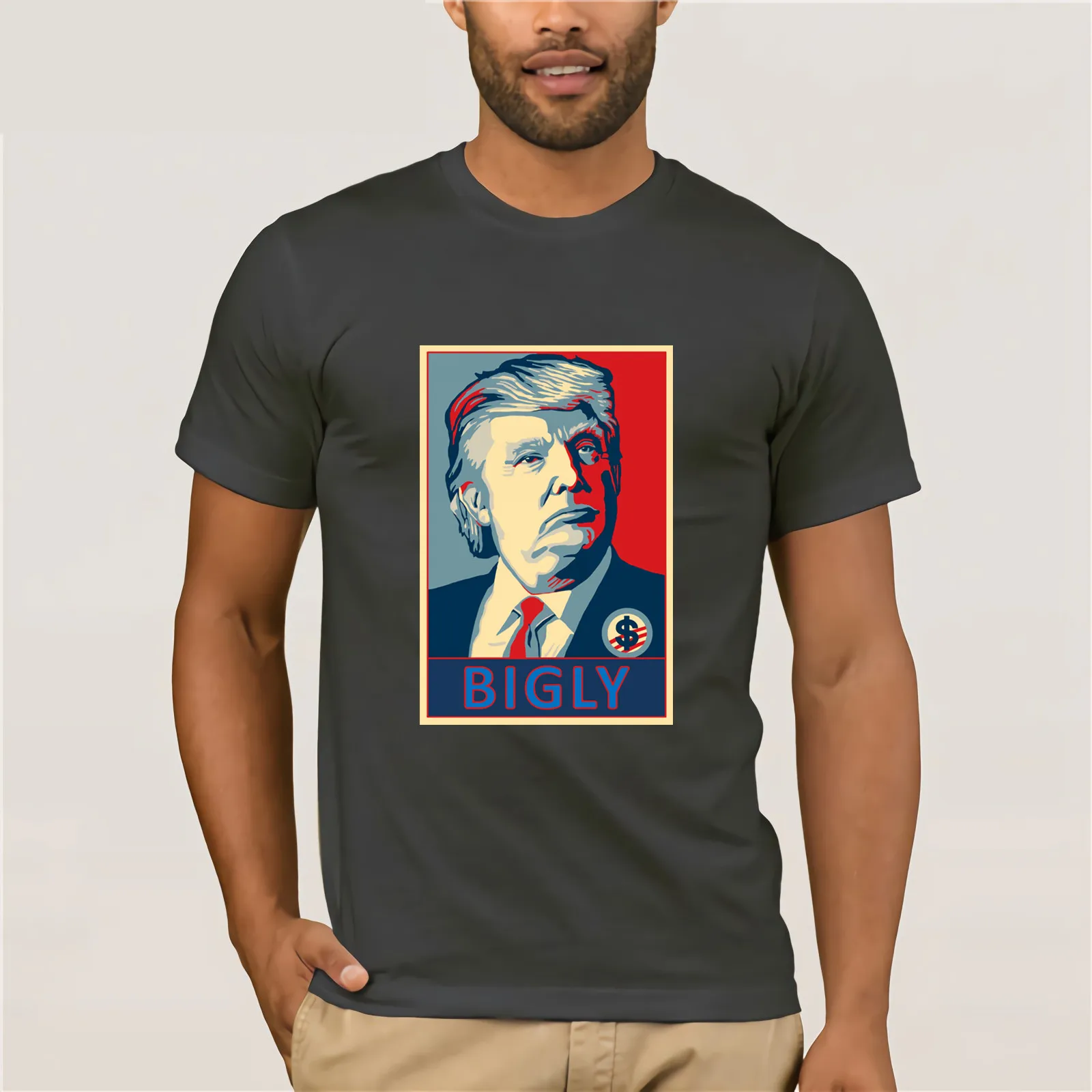 В Bigly Now Trump футболка хлопковая Футболка Молодежный тренд Мужская с короткими