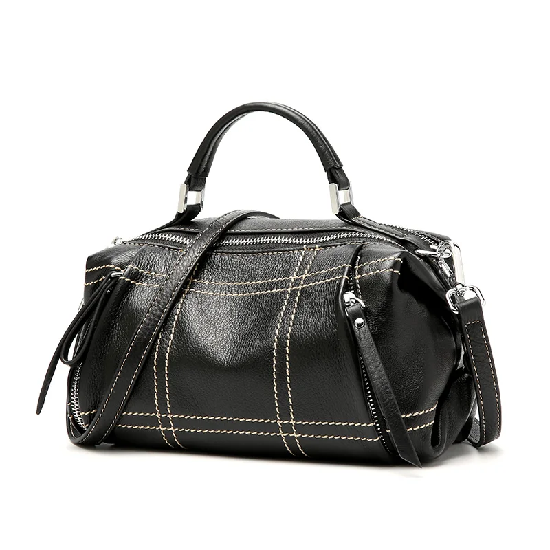 Кожаная женская сумка через плечо в клетку с принтом | Багаж и сумки