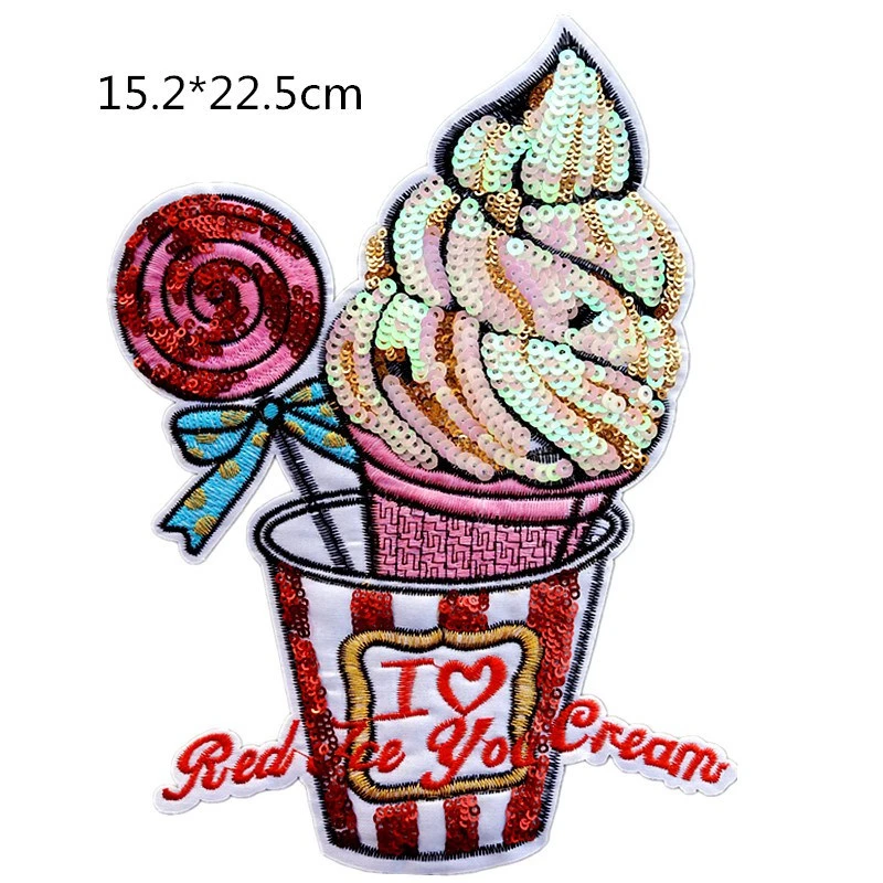 Симпатичные Большие Патчи для мороженого еда патчи утюга дешевые вышитые