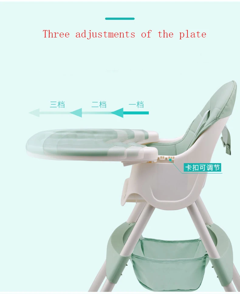 PP Material Safety Children's Dining High Chair Adjustable Foldable Seat Multi-function Portable Baby Feeding Chair For Babies