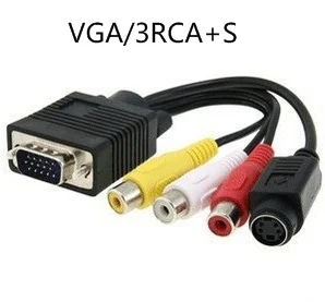 Композитный кабель адаптера преобразователя VGA S Video 3 RCA AV /TV Out бесплатная