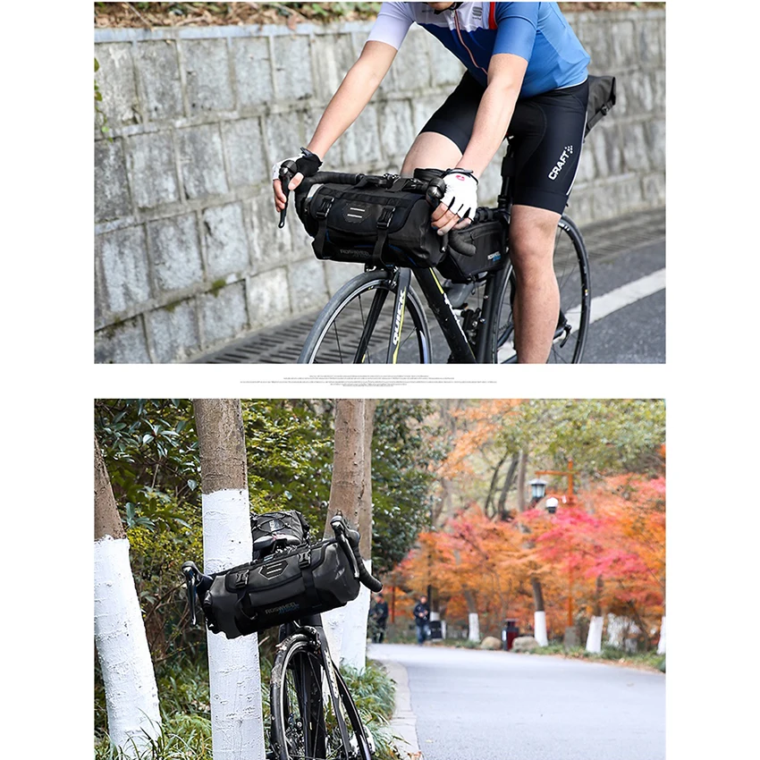 

ROSWHEEL Roll Up Closure 3-7L Cycling Bags Large Full Waterproof Bike Pannier Bicycle Handlebar Front Basket Pouch Accessories