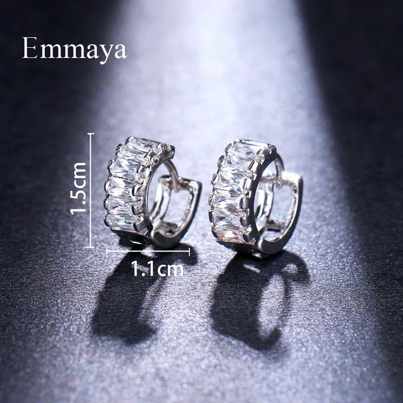 Женские серьги с белым цирконием Emmaya Серебристые для девушек подарочные