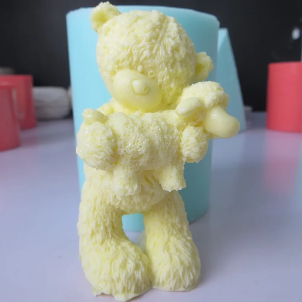 Силиконовая форма для мыла 3d Медведь с овечкой силиконовая помадки формы